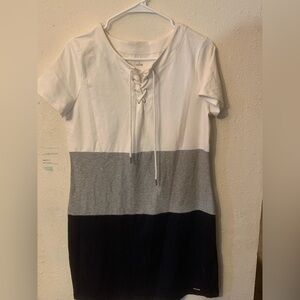 Tommy Hilfiger White, Gray, and Black‎ Midi Dress